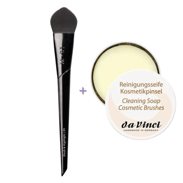 05 | BLUSH & HIGHLIGHT teptukas skaistalams bei švytėjimui + Muiliukas makiažo teptukų ir kempinėlių valymui