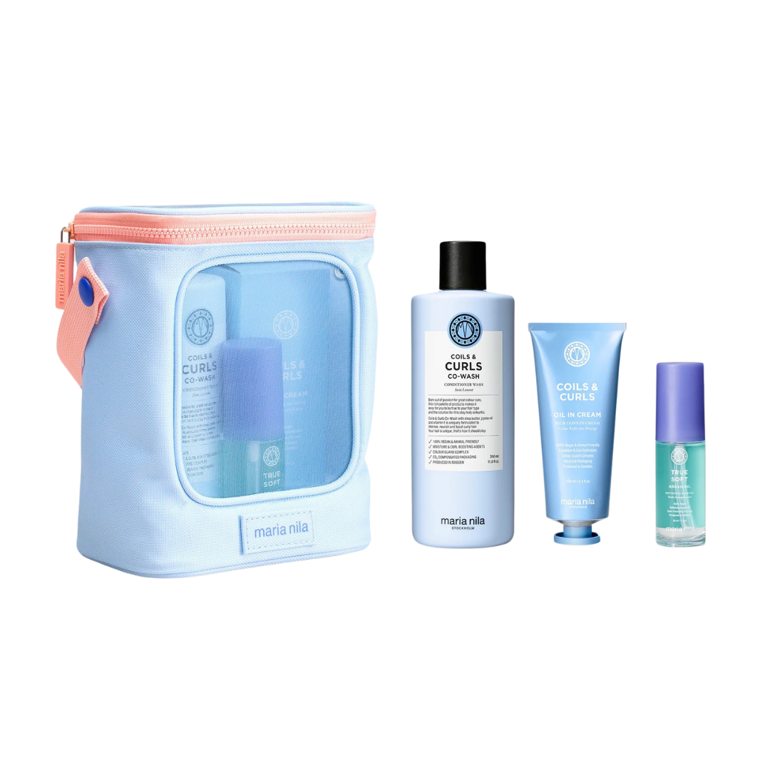 COILS & CURLS garbanotų plaukų priežiūros rinkinys, 2 PRODUKTAI + 2 DOVANOS